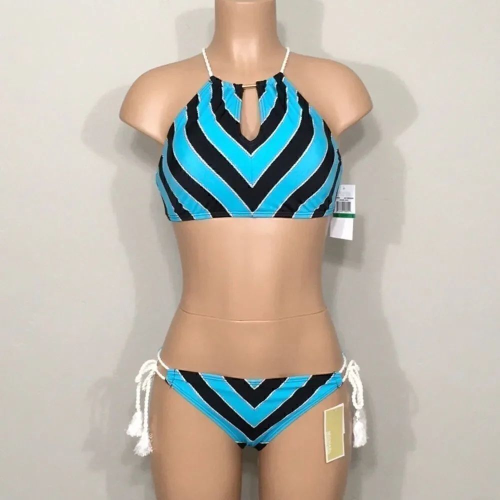 Michael Kors nautical rope stripe bikini. Large. NWT